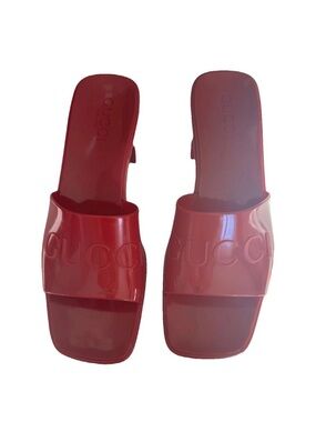 Gucci Women's Red Logo Slide Mules